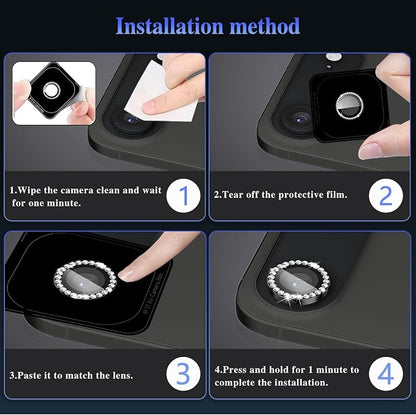 ShinKin Camera Lens Protector for iPhone Air (6.5 inches), Glitter Camera Cover, 9H Tempered Glass Individual Metal Ring Camera Protector for iPhone 17 Air (Diamond - Black)