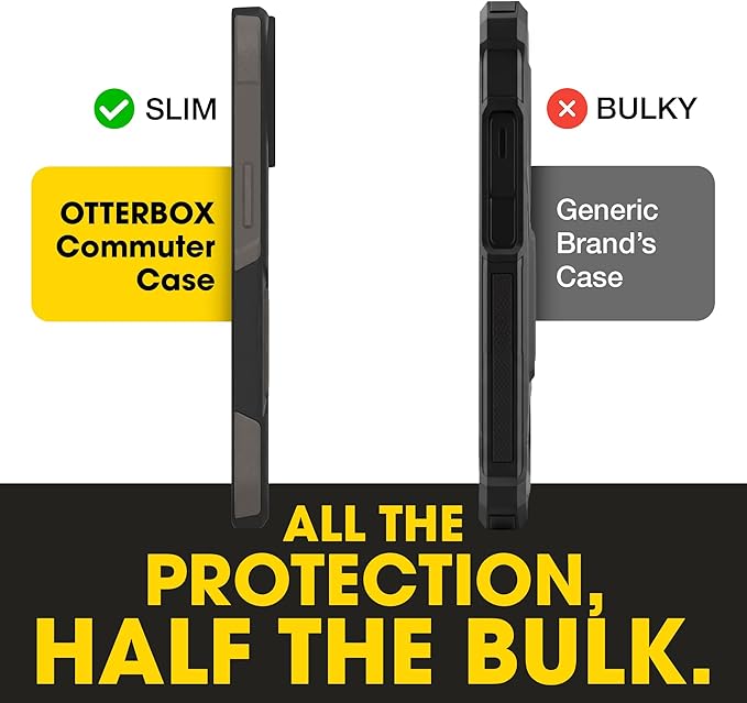 OtterBox iPhone 16e, 15, 14, & 13 Commuter Series Case - Slim & Tough, Pocket-Friendly, with Port Protection - Black/Grey