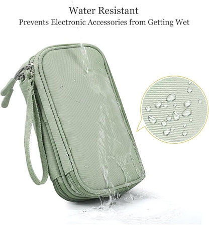 CAAORDKSO Cord Organizer Travrel Bag, Electronic Organizer Travel Case, Water Resistant Cable Organizer Pouch for Cable, Cord, USB, Charger, Phone, Power Bank, Earphone (Mint Green, Medium)