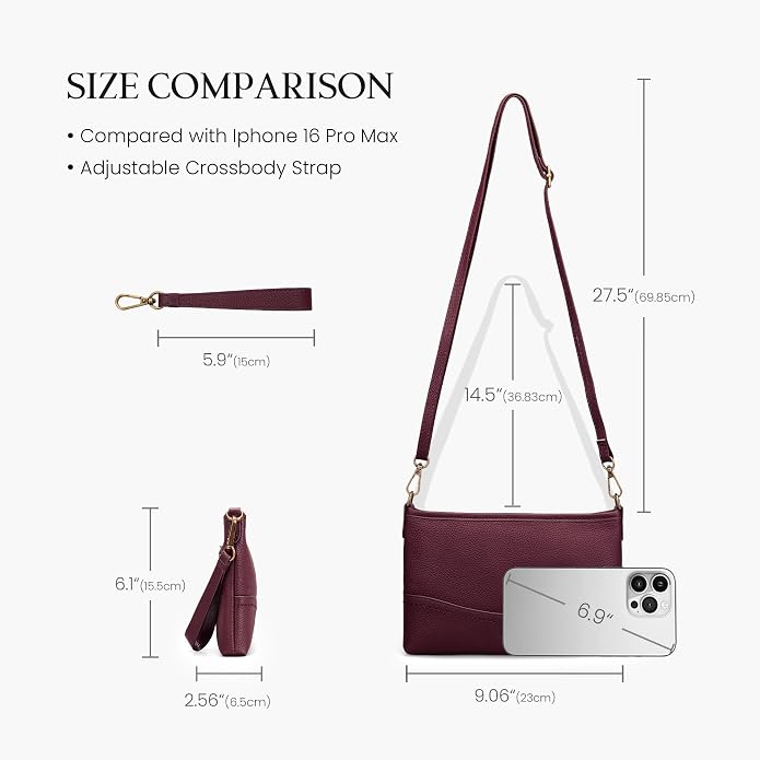 befen Genuine Leather Wristlet Wallet for Women Soft RFID Leather Clutch Purse with Built in Wallet Trendy Crossbody Bag