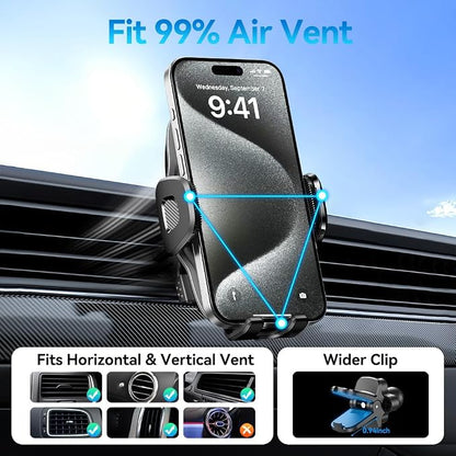 2026 New Car Vent Phone Holder [Thick Cases Friendly] Rotatable Universal Phone Mount for Your Car with Wide Clamp, Car Phone Holder Mount for iPhone 17 Pro Max 15 14 13 Samsung S25