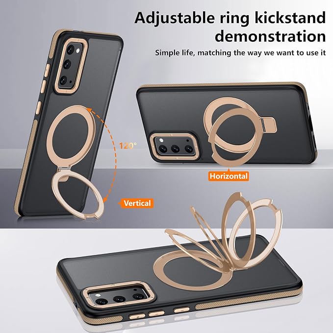 for Samsung Galaxy S20 FE Case, Magnetic Adjustable Ring Stand [Fit for Magsafe], [Military-Grade Shockproof Protection] Phone Case with Kickstand&Ring Holder (Desert Gold)