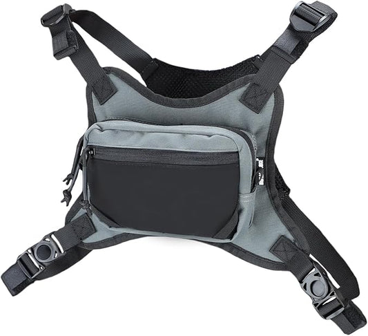 MGFLASHFORCE Chest Bag for Men and Women, Chest Rig Pack Front EDC Pouch Running Vest Phone Holder for Workout, Hiking and Outdoor Sports (Blue)