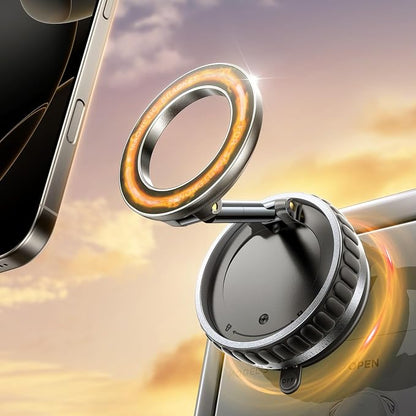 2026 Upgraded Vacuum Suction Phone Mount for Magsafe [109+LBS Strongest Suction], 360° Adjustable Foldable Magnetic Phone Holder for Your Car [24 N55 Stronger Magnets], for iPhone 17/16/15/14/13/12