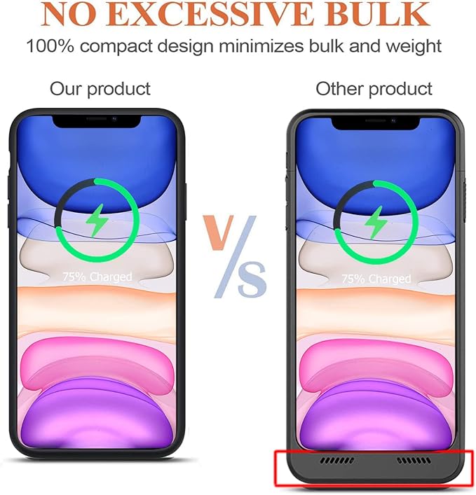 Battery Case for iPhone 11, Upgraded 10000mAh Portable Protective Charging Case with Wireless Charging Compatible with iPhone 11 (6.1 inch) Rechargeable Battery Pack Charger Cover with Carplay (Black)