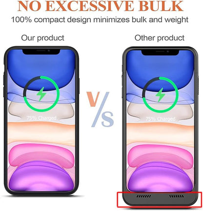 Battery Case for iPhone 11, Upgraded 10000mAh Portable Protective Charging Case with Wireless Charging Compatible with iPhone 11 (6.1 inch) Rechargeable Battery Pack Charger Cover with Carplay (Black)