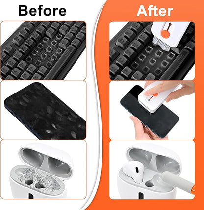 Keyboard Cleaner Laptop Cleaning Kit, Keyboard Cleaning Kit with Retractable Keyboard Brush and Multi-Function Cleaning Pen for MacBook iPad iPhone, Tablet, PC, Camera Lens, Phone, PC Monitor