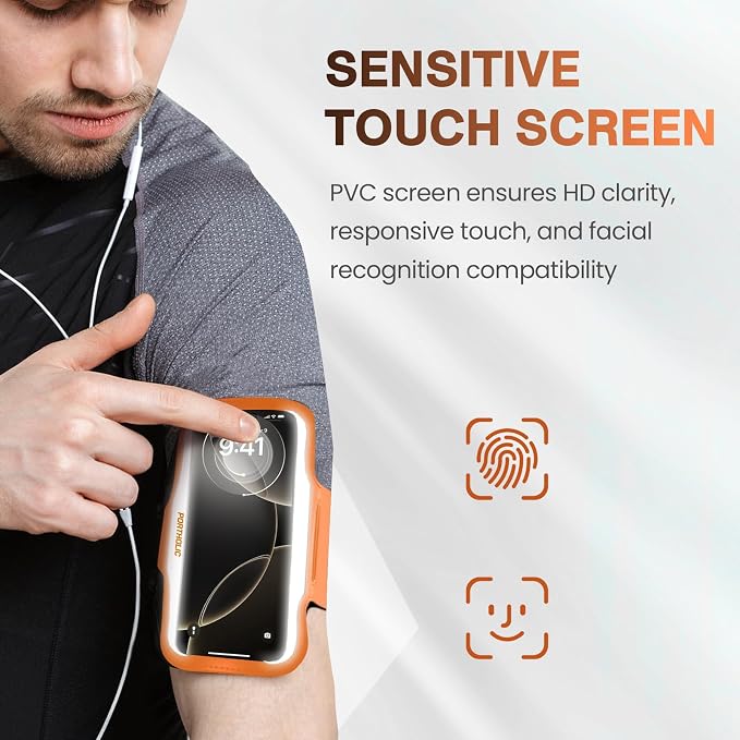PORTHOLIC 2026 Running Armband Water Resistant Sports Phone Holder Case with Extension Strap,Card Slot Up to 6.9" Phone for iPhone 17/16/15/14/13 Plus Air Pro Max XR/XS, Galaxy S25/24/S10