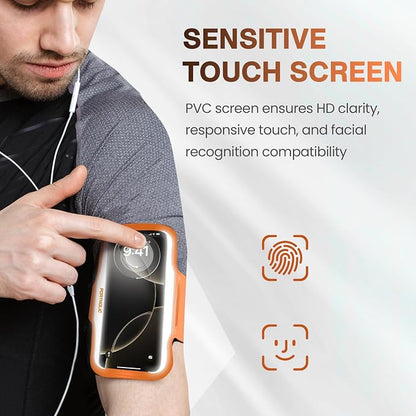 PORTHOLIC 2026 Running Armband Water Resistant Sports Phone Holder Case with Extension Strap,Card Slot Up to 6.9" Phone for iPhone 17/16/15/14/13 Plus Air Pro Max XR/XS, Galaxy S25/24/S10