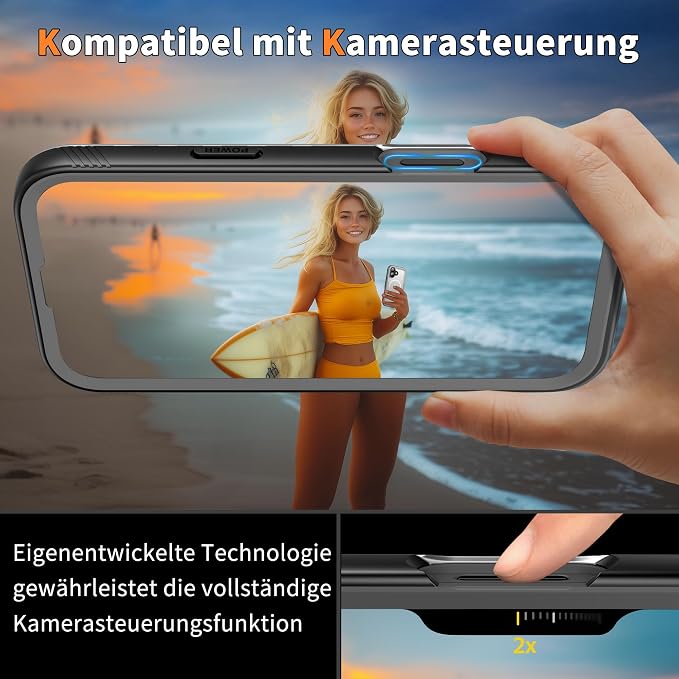 Cozycase for iPhone 16 Plus Case Waterproof - 360 Heavy Duty with Screen/Camera Protector Shockproof IP68 Underwater Dustproof Water Dust Shock Proof Full Body/Front and Back Case Black/Frosted Clear