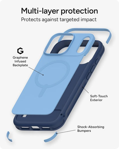 ZAGG Sedona Snap Case for iPhone 17 - Blue Royal Ember, Drop Protection (13ft/4m), Graphene-Reinforced Multi-Layer Protection, MagSafe Phone Case with Impact-Absorbing Bumpers, Slim & Lightweight
