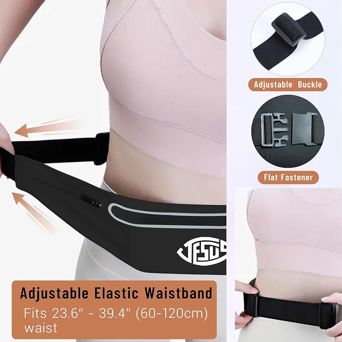 Jesus Fish Black Running Belts for Women,Adjustable Waist Fanny Pack Phone Holder Christian Faith Jesus Men Running Bag,Waterproof Reflective Slim Jogging Pouch Religious Christian runner Gifts