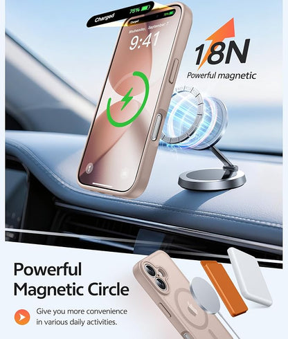 FNTCASE for iPhone 17 Case: [Compatible with Magsafe] Translucent Matte Cases with [Full Camera Protection] [Screen Protector] Military Grade Shockproof Protective Phone Cover - Desert Gold