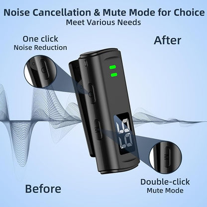 Wireless Lavalier Microphone for iPhone 16 - USB C Phone Microphone for Video Recording with Noise Reduction Mini Mics 35H Charging Case 75FT Transmission