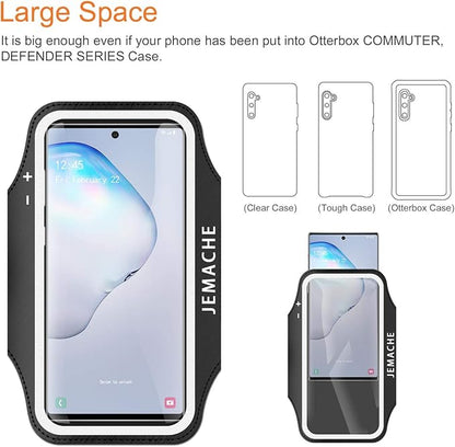 Galaxy S25 S24 Ultra Armband, JEMACHE Gym Workouts Running Phone Arm Band for Samsung Galaxy S22/S23/S24/S25 Ultra Fits Otterbox Defender Case