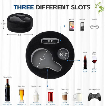 G GOOD GAIN Couch Cup Holder Pillow, Cute Sofa Drink Cup Holder Cozy Buddy | Desk Organizer for Mugs, Snacks, Phone, Makeup | Bed Caddy Tray for Car, Beach, Picnic, Boat, RV, Table (Black)