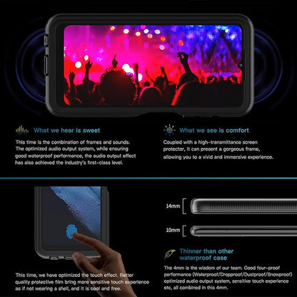 Hualele Galaxy A25 5G Case Waterproof, Built in Lens & Screen Protector Rugged Full Body Heavy Duty Protective Shockproof IP68 Underwater Case for Samsung Galaxy A25 Black