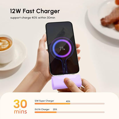 Lightweight Purple USB C Battery Pack for iPhone 15/16/17, 4800mah USB Type C Portable Charger Fast External Battery Charger for Samsung Galaxy S23/S22/S21 Series/Other Android Smartphones
