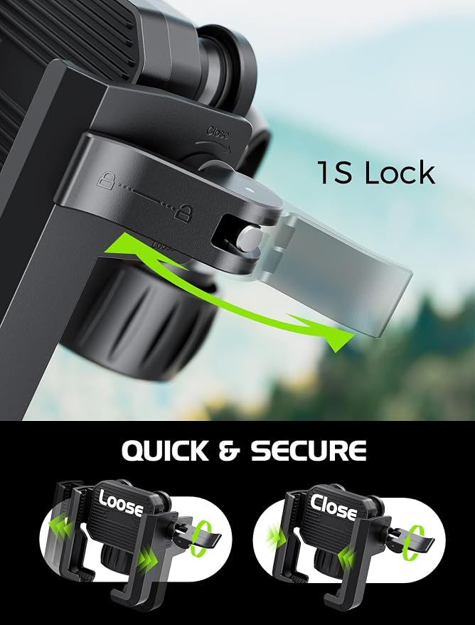 Bike Phone Holder, [Camera Friendly] [Military Anti-Shake] Motorcycle Phone Mount, [1s Lock] Bicycle Phone Holder Handlebar Phone Mount for Scooter Bike Accessory for iPhone/Samsung/All Phones 4.7-7"