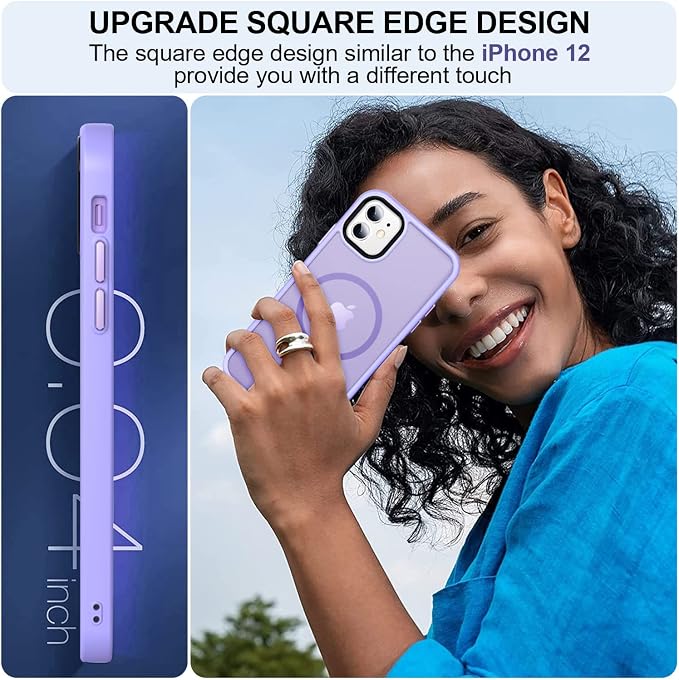 MOCCA Strong Magnetic for iPhone 11 Phone Case,[Compatible with Magsafe][Glass Screen Protector+Camera Lens Protector] Slim Thin Shockproof Cover Case for iPhone 11 6.1 inch, Light Purple