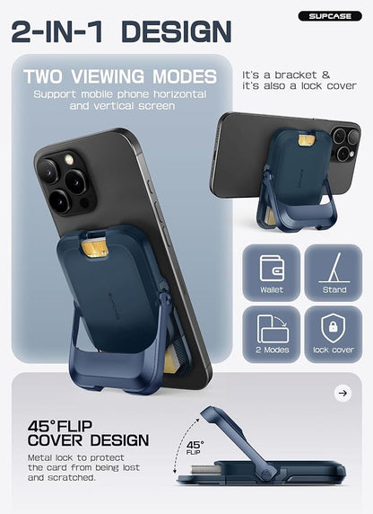 SUPCASE for MagSafe Wallet with Stand, Magnetic Wallet for Men Women, [Hold 6 Cards] [RFID Blocking] [Strong Magnetic Lock] Phone Stand Card Holder for iPhone 17/16/15/14/13/12 Series, Midnight Blue