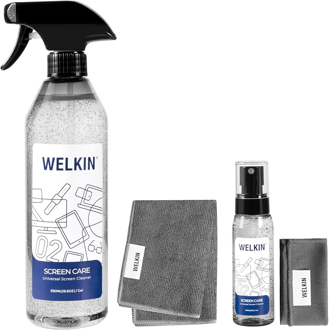 CLICK CLEAN Screen Cleaner Kit - 1 X Screen Cleaner for All Phones, Laptop and Tablet Screens, 2 X Cleaning Gel Mist, 1 Microfiber Cloth and 1 Glass Wipe Included
