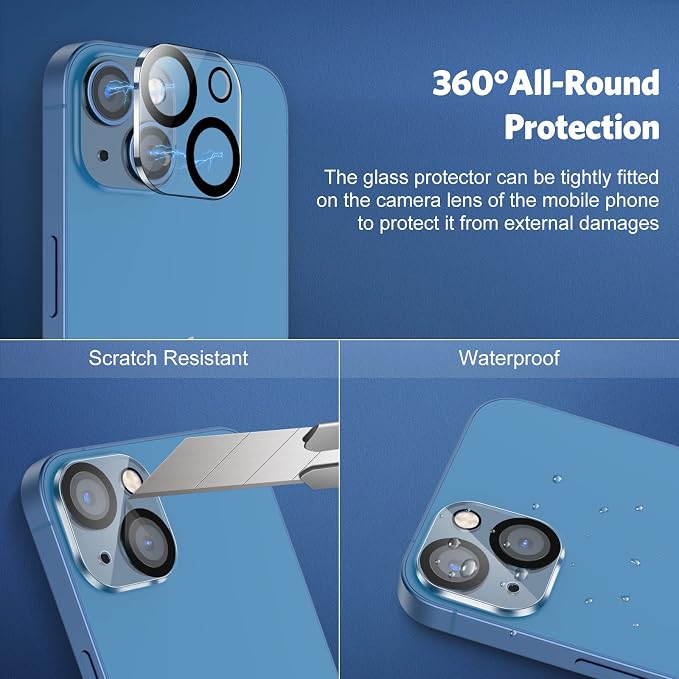 OMOTON Screen Protector and Camera Lens Protector for iPhone 13 with Frame Installation Aid