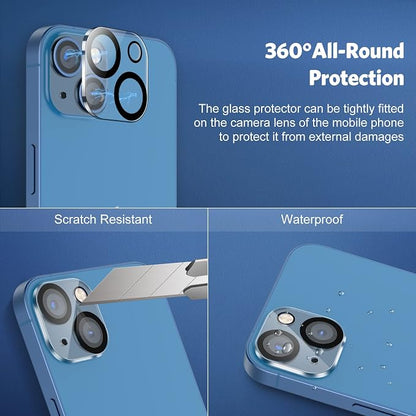 OMOTON Screen Protector and Camera Lens Protector for iPhone 13 with Frame Installation Aid