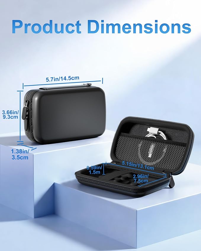 ProCase EVA Hard Shell Case for iPhone Air Magsafe Battery/Anker Nano Magnetic Power Bank/Baseus Picogo Wireless Portable Charger, Fits Power Banks Up to 5.1" × 2.9" × 0.59"-Black