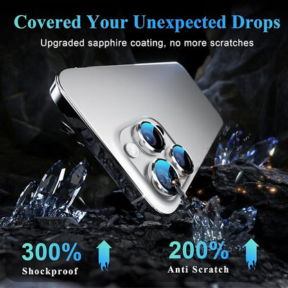 YWXTW Camera Lens Protector for iPhone 16 Pro/iPhone 16 Pro Max, [1 Step Installation Tray] Tempered Glass Screen Protector Metal Individual Camera Cover Accessories Case Friendly (White Titanium)
