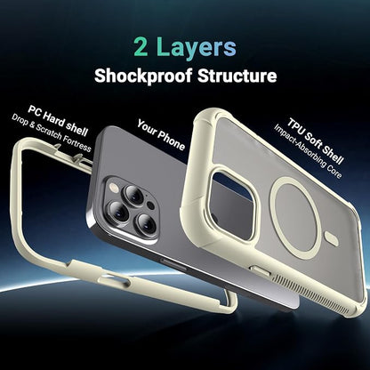 jaroco Magnetic for iPhone 12 Pro Max Case, [Compatible with MagSafe][Military Grade Drop Protection][Heavy Duty Protection][Non-Slip][Shockproof] 2-Layer Durable Bumper Phone Case 6.7''-Antique White
