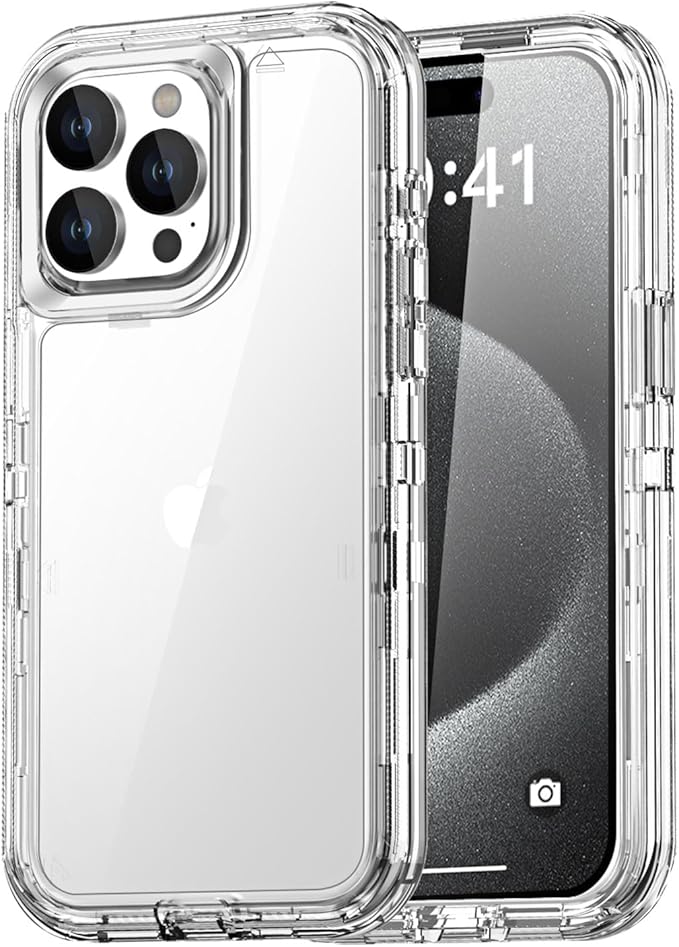 AICase Clear Case Compatible with iphone 15 Pro,Heavy Duty Durable 3-Layer [Not Yellowing][Military Grade Drop Protection]Shockproof/DropProof Protective Cover Compatible with iphone 15 Pro 6.1" 2023