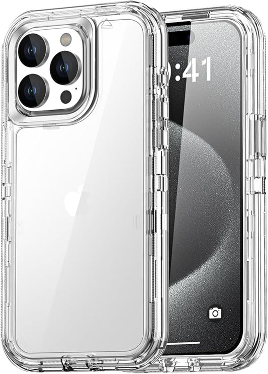 AICase Clear Case Compatible with iphone 15 Pro,Heavy Duty Durable 3-Layer [Not Yellowing][Military Grade Drop Protection]Shockproof/DropProof Protective Cover Compatible with iphone 15 Pro 6.1" 2023