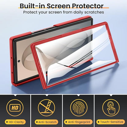VEGO for Galaxy Z Fold 8 Ultra Case with Screen Protector&Hinge Cover,Red | Built-in Slide Camear Cover & 360° Ring Stand Heavy Duty Drop Protection Case for Samsung Galaxy Z Fold 8 Ultra 5G 2026