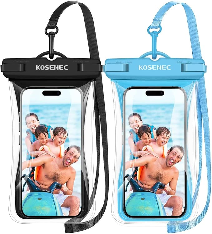 Waterproof Phone Pouch Floating, Waterproof Phone Case with Lanyard for iPhone 15 14 13 12 Pro Max XS Samsung, IPX8 Cellphone Dry Bag Beach Kayak Travel Essentials 2Pack-7.0"