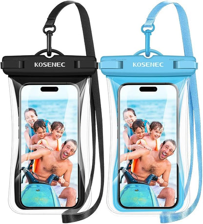 Waterproof Phone Pouch Floating, Waterproof Phone Case with Lanyard for iPhone 15 14 13 12 Pro Max XS Samsung, IPX8 Cellphone Dry Bag Beach Kayak Travel Essentials 2Pack-7.0"