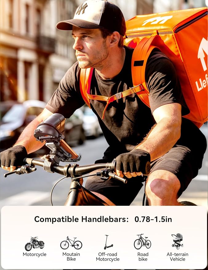 JOYROOM Bike Phone Holder Mount [Avoid Glare][Full Silicone Protection] Phone Mount for Scooter Ebike Bicycle Handlebar Cell Phone Clamp for iPhone 17 16 15 Pro Max S26, More 4.7-7" Phones
