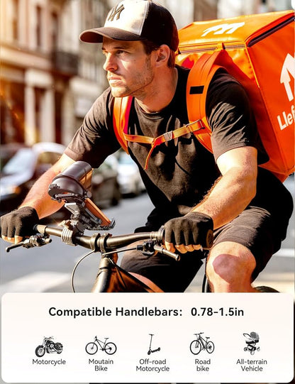 JOYROOM Bike Phone Holder Mount [Avoid Glare][Full Silicone Protection] Phone Mount for Scooter Ebike Bicycle Handlebar Cell Phone Clamp for iPhone 17 16 15 Pro Max S26, More 4.7-7" Phones