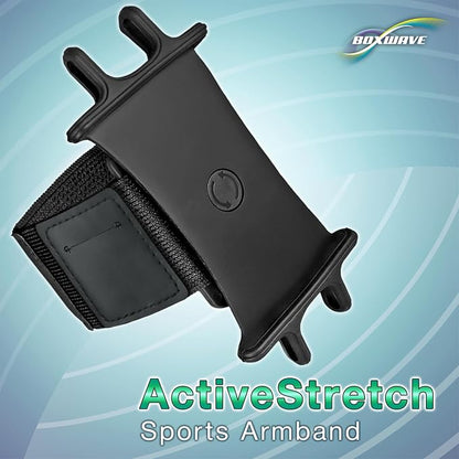 BoxWave Holster Compatible with Samsung Galaxy Z Fold 4 - ActiveStretch Sport Armband, Adjustable Armband for Workout and Running - Jet Black