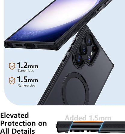 for Samsung Galaxy S23 Ultra Case, Magnetic Adjustable Ring Stand [Fit for Magsafe], [Military-Grade Shockproof Protection] Phone Case for S23 Ultra Case with Kickstand&Ring Holder (Black)