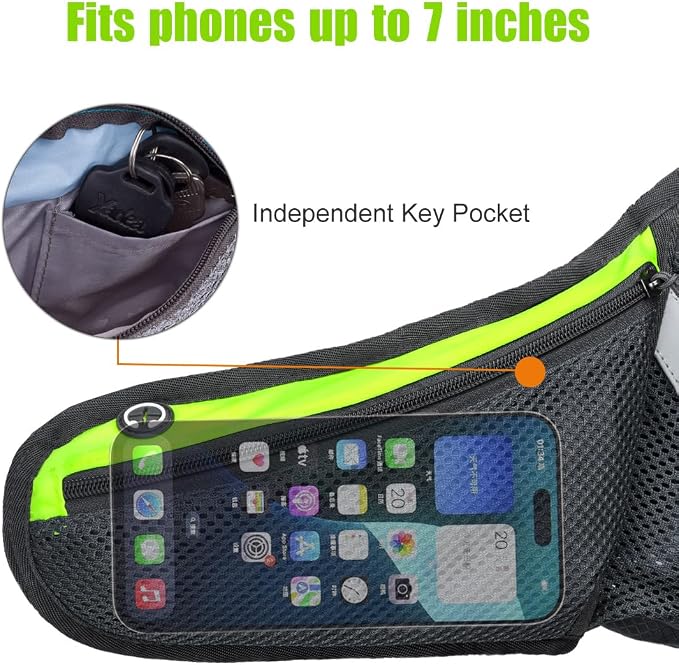 PYFK Running Belt Hydration Waist Pack with Water Bottle Holder for Men Women Waist Pouch Fanny Bag Reflective