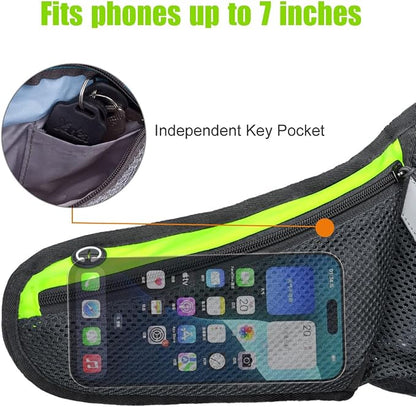 PYFK Running Belt Hydration Waist Pack with Water Bottle Holder for Men Women Waist Pouch Fanny Bag Reflective