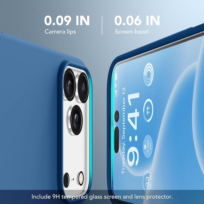 GONEZ Magnetic for iPhone 17 Pro Max Case, Compatible with MagSafe, [Screen Protector + Camera Lens Protector], Liquid Silicone Anti-Scratch Shockproof Protective Phone Case 6.9 inch, Lake Blue