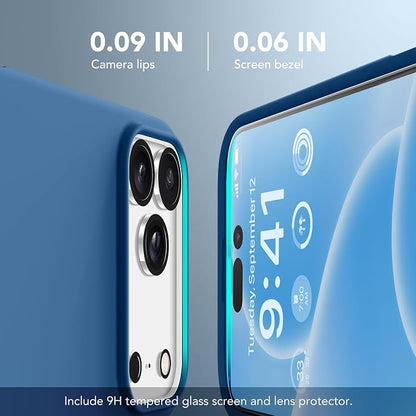 GONEZ Magnetic for iPhone 17 Pro Max Case, Compatible with MagSafe, [Screen Protector + Camera Lens Protector], Liquid Silicone Anti-Scratch Shockproof Protective Phone Case 6.9 inch, Lake Blue