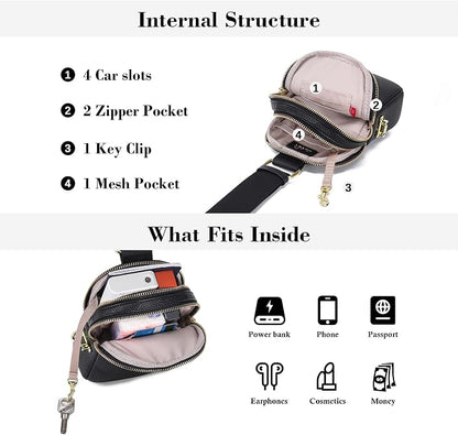 INICAT Anti Theft Crossbody Bag for Women, Small RFID Blocking Sling Purse with Zipper Lock for Travel, Vegan Leather