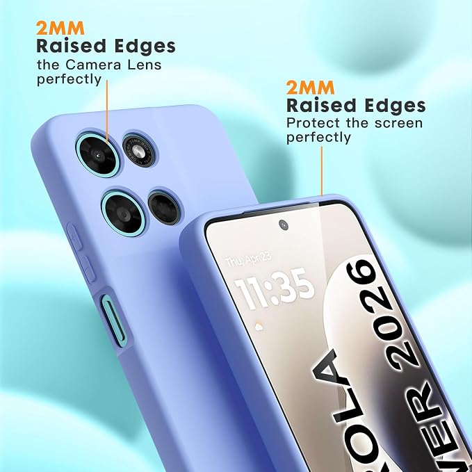 for Motorola Moto G Power (2026) Case, 2 Pack Tempered Glass Screen Protectors, Soft TPU Silicone Shockproof Gel Cover-Purple