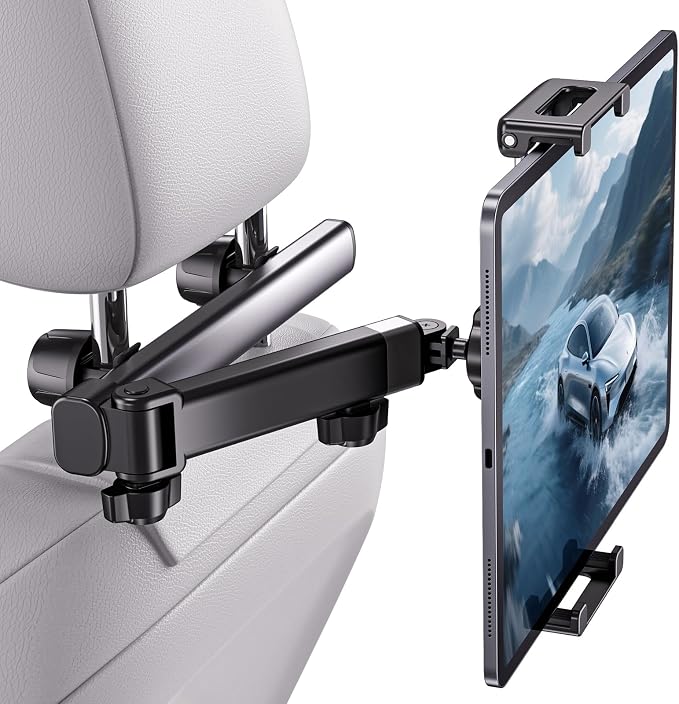 Car Headrest Mount for Tablets & Phones, 360° Rotation iPad Car Holder Back Seat,Foldable Tablet Mount Compatible with 4.7-12.9" Cellphones and Tablets,Great for Kids Travel and Road Trips