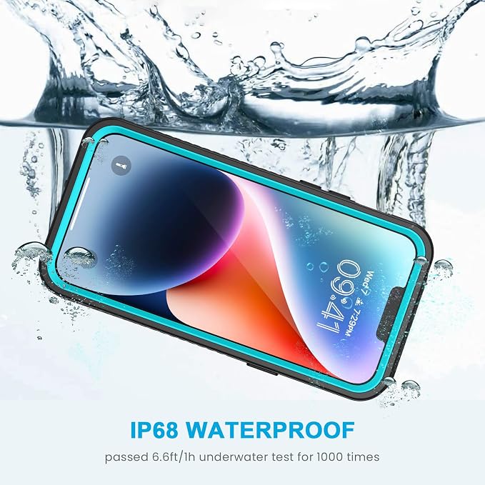 Lanhiem for iPhone 14 Case, IP68 Waterproof Dustproof Shockproof 14 Case with Built-in Screen Protector, Full Body Sealed Protective Front and Back Cover for iPhone 14, 6.1 inch (Blue)