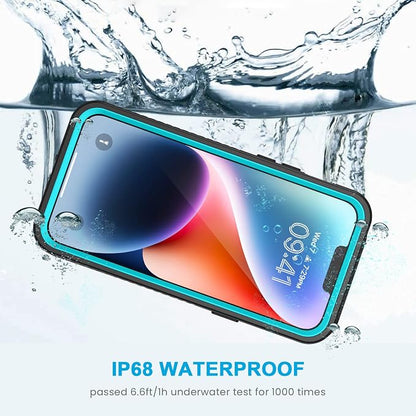 Lanhiem for iPhone 14 Case, IP68 Waterproof Dustproof Shockproof 14 Case with Built-in Screen Protector, Full Body Sealed Protective Front and Back Cover for iPhone 14, 6.1 inch (Blue)