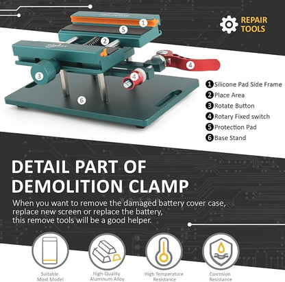 Phone Back Cover Glass Demolition Clamp for iPhone 11 11 Pro 11 Pro Max Back Rear Camera Glass Frame Demolition Clamp for iPhone 12 12 Pro Back Housing Cover Removal Holder Tool for iPhone 13